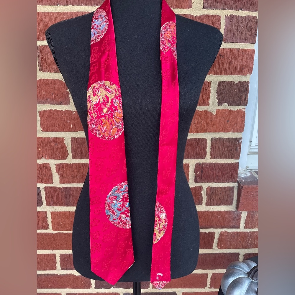 Vintage Japanese Brocade Dragon Silk Necktie View 4